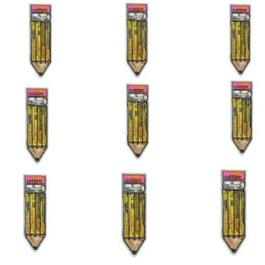 Imagem de Materiais escolares adesivos de passar a ferro, lápis de cera, aplique bordado de lantejoulas, aplique de passar, acabamento dourado com glitter para roupas infantis faça você mesmo, jeans, camiseta