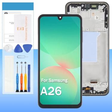 Imagem de Substituição de tela para Samsung A26 5G SM-A266 SM-A266U, SM-A266E, SM-A266B 17.0 cm LCD Display Touch Touch Glass Assembly - Preto com moldura - Ferramentas (Incell, Impressão Digital)