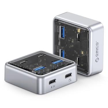 Imagem de ORICO Hub USB-C de 10 Gbps, divisor USB 3.2 de liga de zinco de 4 portas com 2 portas USB-A e 2 portas USB-C, extensor de dados de alta velocidade para laptops, PCs, desktops e mais (1,64 pés)