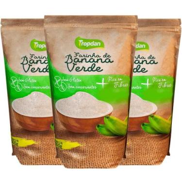 Imagem de Kit c/ 3und Farinha de Banana Verde TROPDAN 500g