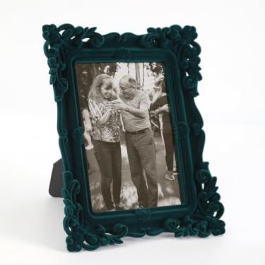 Imagem de FOLKOR Moldura vintage 12 x 18 cm, moldura verde ornamentada para fotos de família, desenhos de impressões artísticas, 12 x 18 cm, molduras decorativas vitorianas com vidro e suporte de verdade,