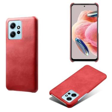 Imagem de Capa para Xiaomi Redmi NOTE 12 4G,Proteção contra quedas,Casca de volta de cor sólida simples,Design de couro de imitação de plástico-Red