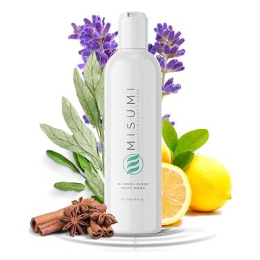 Imagem de Misumi Sabonete líquido para acne 120 ml - Tratamento de queratose pilar, tratamento para acne corporal e costas - Ácido salicílico, ácido glicólico AHA, sabonete líquido corporal para homens e