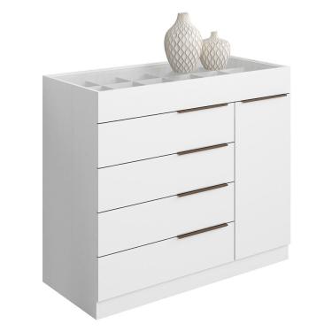 Imagem de Cômoda Sevilha 1 Porta E 5 Gavetas Com Porta Joias Branco - Aramóveis Branco