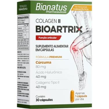 Imagem de Bionatus, Colágen II, Bioartrix, Suplemento alimentar, Cúrcuma 80mg + Ácido Hialurônico 40mg + Colágeno Tipo II 40mg, 30 cápsulas • 30 doses, Branco