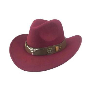 Imagem de Chapéu De Cowboy Retrô Estilo Casual Quente Masculino Feminino De Lã F
