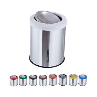 Imagem de Lixeira Inox Com Tampa Flip Top Basculante 15 Litros Lixo - CM Design,