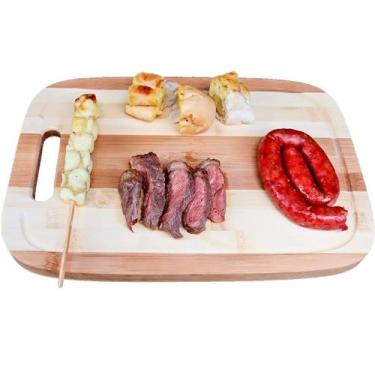 Imagem de Tábua Churrasco de Madeira Bambu 34cm Multiuso Cozinha Para Corte Legu
