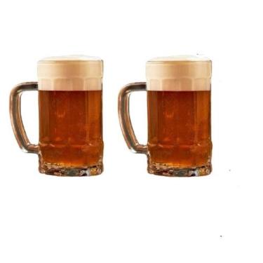 Imagem de Jogo 2 Canecas de Chopp Cerveja Copo de Vidro 420ML - SHOCK