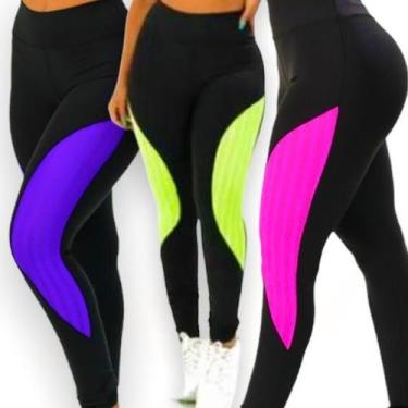 Imagem de Kit c/3 Calça Fitness Corrida Legging Leg Casual Treino COLORIDAS 136 