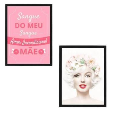 Imagem de Kit 2 Quadros Decortivos Mãe Amor - Marilyn Monroe - Quadros On-Line