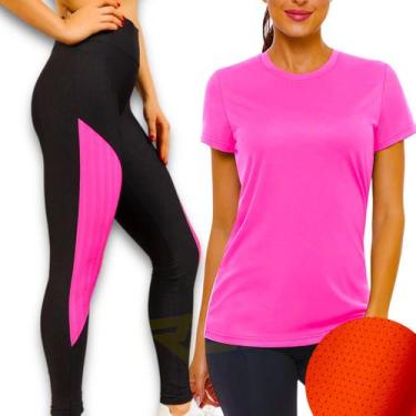 Imagem de Kit Blusinha MALHA FRIA POLIAMIDA + Calça Leg Legging Cintura Alta Cor