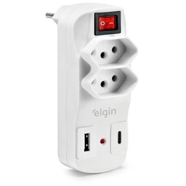 Imagem de Filtro de Linha 2 Tomadas +USB Tipo A/C 10AMP - ELGIN