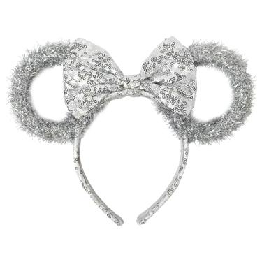 Imagem de LUV HER Disney Minnie Mouse White Tinsel Ear Headband with White Sequin Bow – Sparkly Costume Hair Accessory for Kids and Adults – Halloween, Dress-Up, Party, or Theme Park Wear