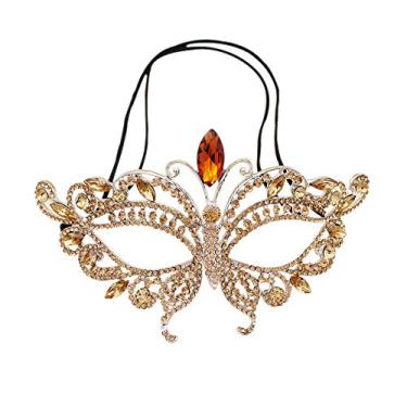 Imagem de Miallo Bridal Máscara de cristal com strass para o Dia das Bruxas, Style8#, 6.7 inch