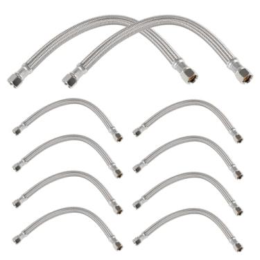 Imagem de (Pacote com 10) Conexão de compressão EFIELD 3/20.3 cm x 3/20.3 cm, linha de fornecimento de conector de lava-louças trançado de polímero, (HOSE110)