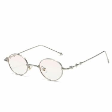 Imagem de HCPIHF Óculos de grau ovais steampunk masculino e feminino, armação de metal com lentes UV400 (C6 prata rosa claro)