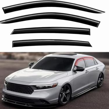Imagem de ZZDSNJ Viseiras de janela com fita adesiva, 4 peças, compatíveis com Honda Accord JDM 3D 2023-2025 Wavy Mugen Style Sun Rain Guards Shade Smoke