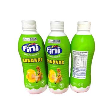 Imagem de Kit 3 Frascos Cobertura Calda Para Sorvete 1Kg Fini Banana