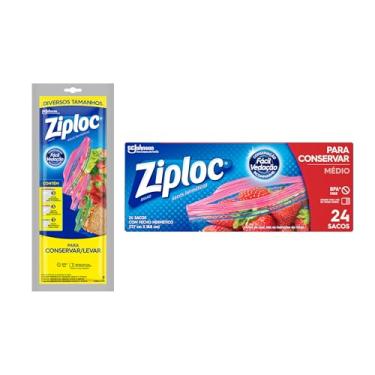 Imagem de Ziploc Saco Hermético Organizador de Cozinha, para Alimentos, Ideal para Conservar ou Levar, Diversos Tamanhos, 33 unidades