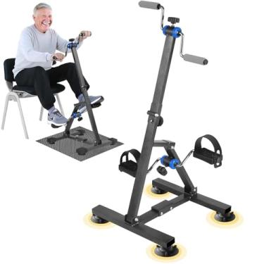 Imagem de EasyVibe Exercitador De Pedal De Braço E Perna Para Idosos - Exercitador De Pedal De Mão Totalmente Dobrável Para Idosos, Resistência Ajustável, Exercitador De Pedal De Bicicleta Enquanto Está Sentado