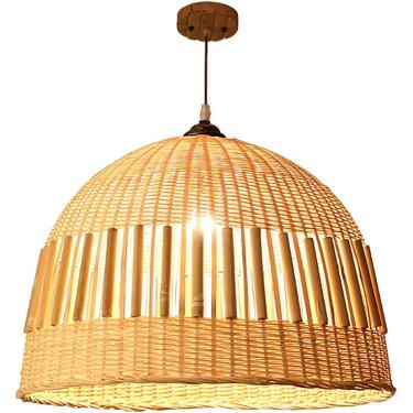 Imagem de Luminária Pendente De Vime Fazenda Vintage Boho Tecida à Mão Bambu Pendente Luzes Moderna Retro Vime Rattan Iluminação Pendente Para Ilha De Cozinha Quarto Sala De Jantar, 9in