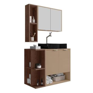 Imagem de Gabinete Banheiro Star Cuba Dalla Preta Tor DL08 e Valv ABS - Loja Doc