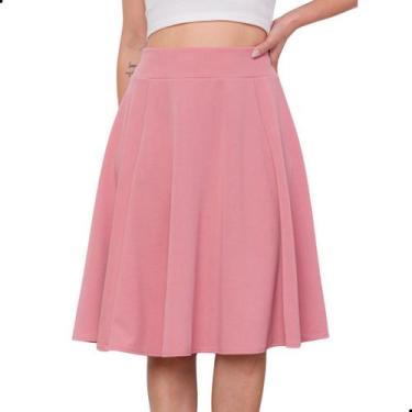 Imagem de Saia Godê Midi Rodada Cintura Alta Crepe Evangélica - Look Modas Octav