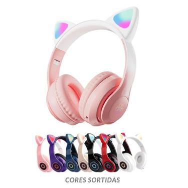 Imagem de Fone De Ouvido Gatinho Bluetooth Rosa Led Feminina Infantil - Fss Vari