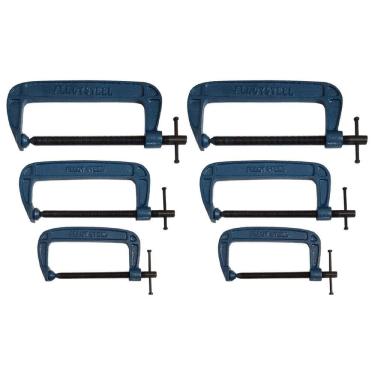 Imagem de Kit 6 Grampos Sargento Tipo C 150 A 250Mm Para Marceneiro