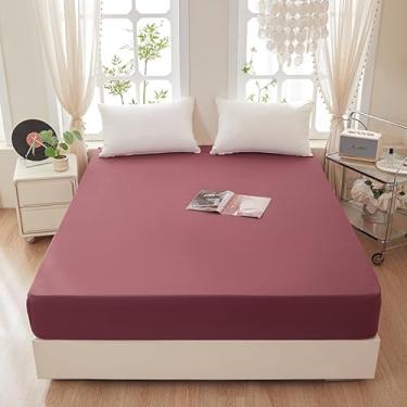 Imagem de 1 lençol Queen Size apenas-Queen Size lençol de baixo com elástico - lençol com elástico profundo de 38 cm - macio e microfibra - fácil de cuidar, sem rugas, resistente a desbotamento e encolhimento