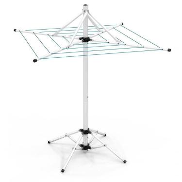 Imagem de Varal De Chão Aço Carbono Retrátil Giratório Reforçado 4 Cordas Durável Varal Sul