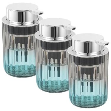 Imagem de Dispensador de sabão espumante de vidro, PET, ABS, garrafas de espuma transparente de silicone, aparência elegante, dispensador de sabão de mão antiderrapante, dispensador de sabão de banho de espuma