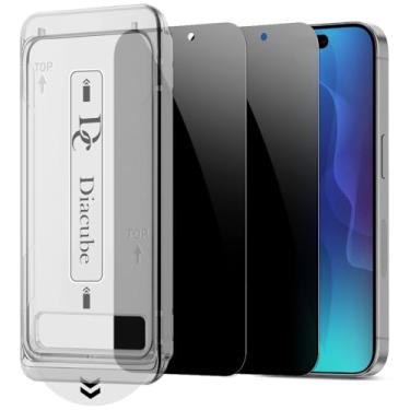 Imagem de DIACUBE Pacote com 2 protetores de tela de privacidade para telefone 17, [anti-espião de 27°] dureza 9H vidro temperado inquebrável com [moldura de fácil instalação com remoção automática de poeira