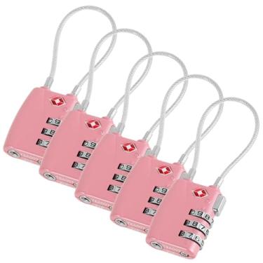 Imagem de UKQRRTC Trava de combinação de bagagem, trava de mala de viagem de liga de zinco, cadeado de cabo com código reinicializável de 3 dígitos para malas, mochilas, armários de academia, caixas de