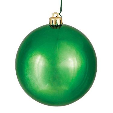 Imagem de Vickerman Enfeite de bola verde brilhante de 10 cm – 6 por saco – inquebrável e resistente a UV – durável e confiável – Enfeites de Natal verdes festivos – Enfeites de Natal
