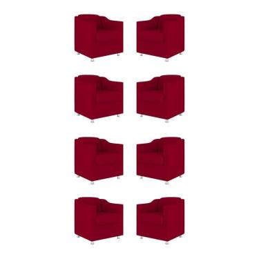 Imagem de Kit 8 Poltronas Tilla Decorativas Consultório Sala Tecido Cor:vermelho