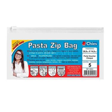 Imagem de Pasta Zip Bag versátil cristal 4025 28x14cm 5 und Chies