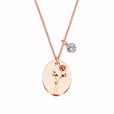 Imagem de JJTZX Colar floral minimalista, colar delicado de flor de nascimento, mês de nascimento, colar de flor para mãe, filha, presente de melhor amiga, Metal, não conhecido,