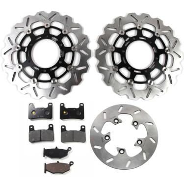 Imagem de Arashi Rotores de disco de freio dianteiro traseiro com pastilhas para Suzuki GSXR 600 750 2008-2010, GSXR 1000 2009-2010, acessórios de substituição de motocicleta preto
