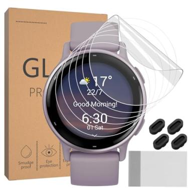 Imagem de Vancle Pacote com 6 protetores de tela para Garmin Vivoactive 5 / Vivoactive 6 com 4 plugues de silicone antipoeira, película protetora de TPU macio antiarranhões para smartwatch Garmin Vivoactive 5