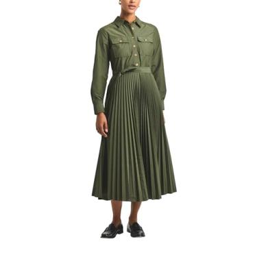 Imagem de Derek Lam 10 Crosby Vestido feminino Kenza algodão poliéster popeline plissado camisa, Fadiga, 42