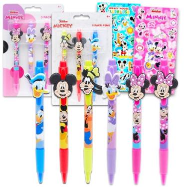Imagem de Disney Conjunto de canetas esferográficas Mickey e Minnie – Conjunto de 6 canetas esferográficas para crianças, mais | Material escolar Mickey Mouse e Minnie Mouse