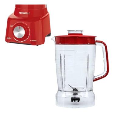Imagem de Copo para Liquidificador compatível com modelo Mondial L850w e L900w Cristal Tampa Vermelha