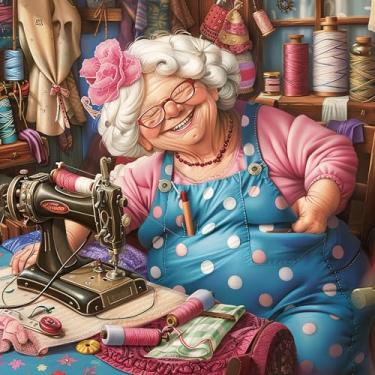 Imagem de Yomiie Kits de arte de diamante 5D Old Lady para adultos, pintura com diamante para mulheres, kits de brocas redondas completas, bordado, strass, cristal, cristal, artesanato, tela, decoração de