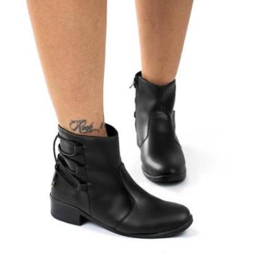 Imagem de Bota Feminina Casual Moderna Dia A Dia Salto Baixo Cano Curto Zíper Lateral Conforto-Feminino