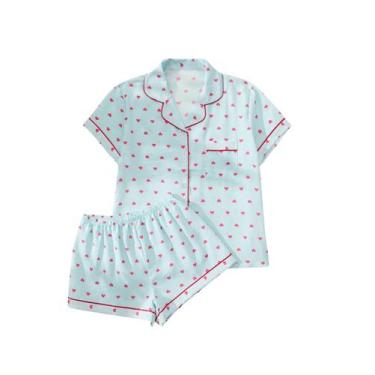 Imagem de Conjunto de pijama feminino SweatyRocks, fofo, estampado em poliéster 