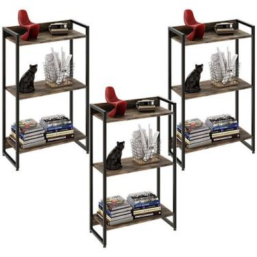 Imagem de Kit 3 Estantes Multiuso Industrial 3 Prateleiras Areta 104x60cm C01 Ca