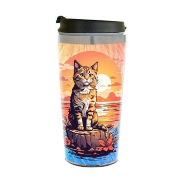 Imagem de Copo Térmico de Gato Por Do Sol Ai 450 Ml Inox