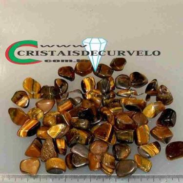 Imagem de 1Kg Olho de Tigre Rolado Pedra Natural Areia Aprox. 3 a 8mm - Cristais